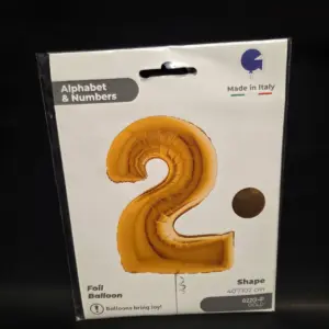 Кулька фольгована Цифра 2, золото, 40", 100 см